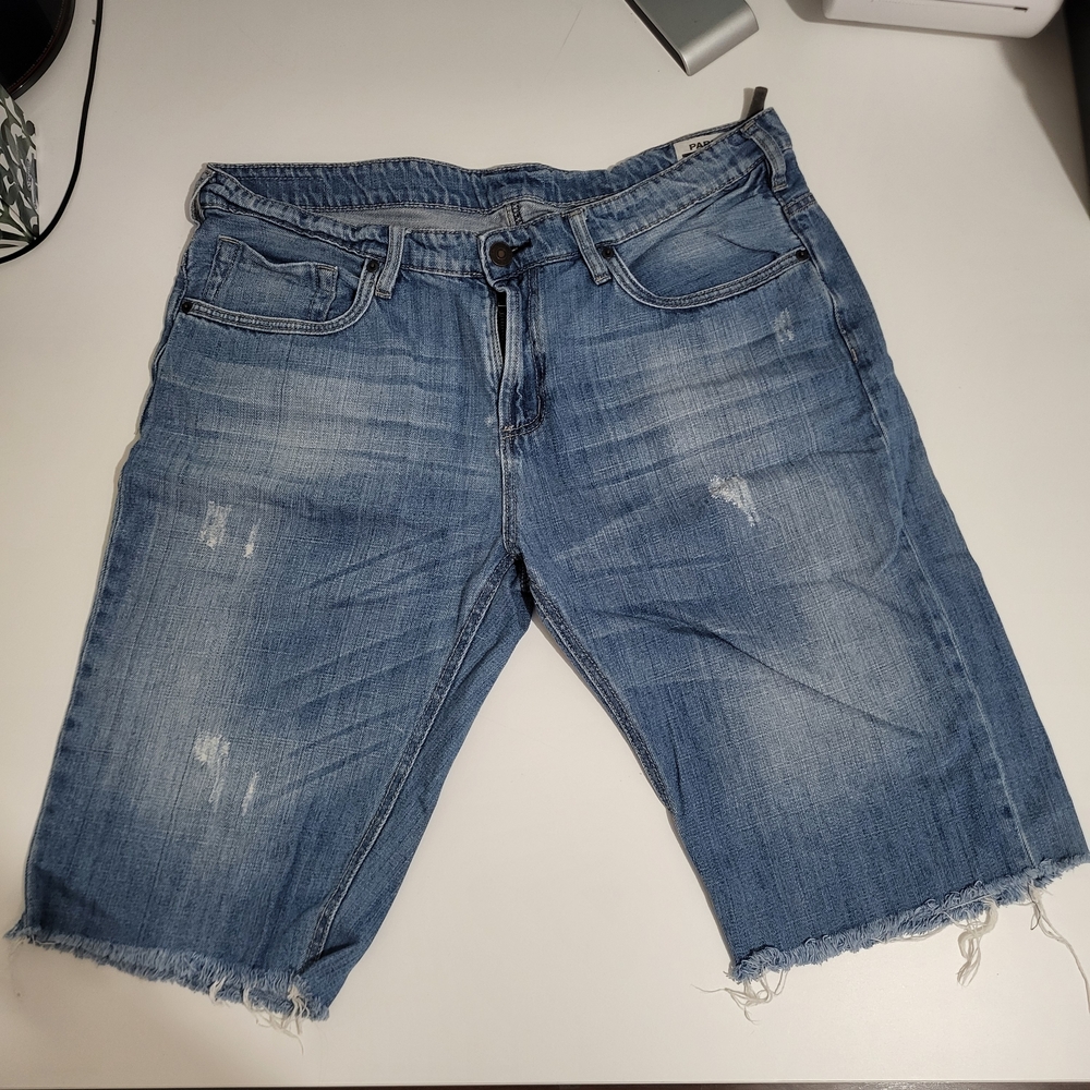 Buffalo David Bitton Parker Men’s Denim Shorts W36 Slouch Fit Distressed Cut Off